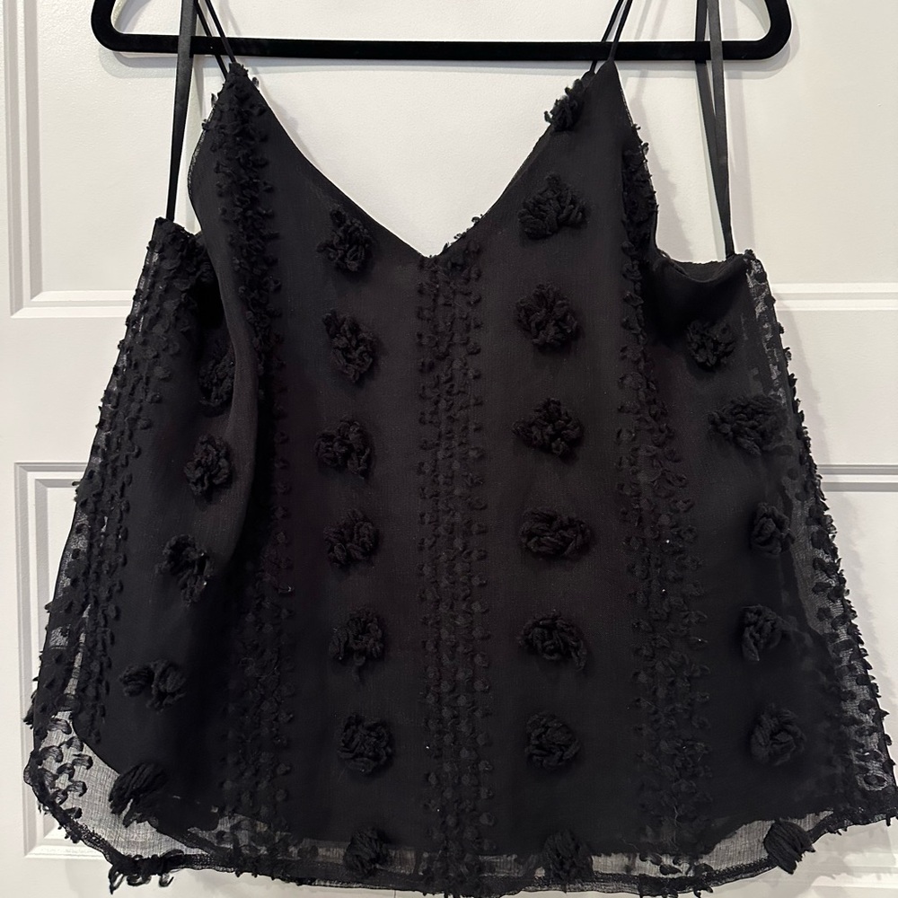 She + Sky Black Textured Floral Camisole